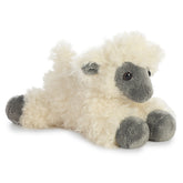Mini Flopsie Black Face Sheep plush by Aurora, plush ivory fleece, black features, embodies countryside spirit!